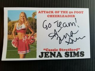 " Attack Of The 50 Foot Cheerleader " Jena Sims Autographed 3x5 Index Card