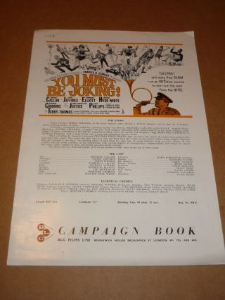 " You Must Be Joking " (lionel Jeffries/terry - Thomas) 1965 Uk Campaign Book