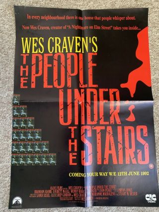 Vintage Wes Craven The People Under The Stairs 91 Film Poster 16.  5x23.  5