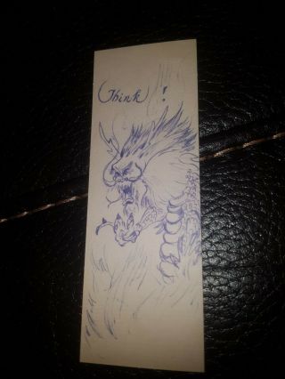 Rare Hand Drawn By Bruce Lee Bookmark Chinese Dragon