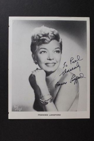 Actress Singer Frances Langford (1913 - 2005) Autograph 8 X 10 Photo