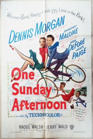 One Sunday Afternoon 1949 Dennis Morgan & Dorothy Malone On Bike Us Poster