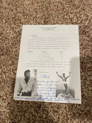 Steve Reeves 8.  5x11 Letter Signed Autograph