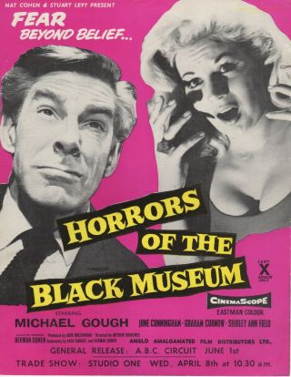 A4 Kine Weekly Advert Horrors Of The Black Museum Michael Gough