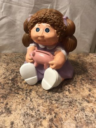 Vintage Cabbage Patch Kids Doll Bank - Girl With Pink Piggy Bank