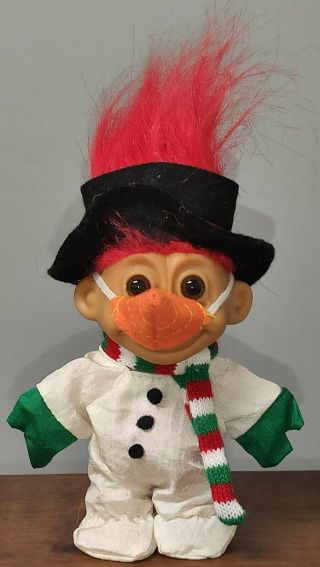 Russ 4 " Tall Snowman Troll With Red Hair & Carrot Nose