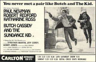 A5 Advert Butch Cassidy And The Sundance Kid 1969 Robert Redford Paul Newman