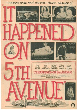 A4 Advert It Happened On 5th Avenue 1947 Don Defore Ann Harding Gale Storm