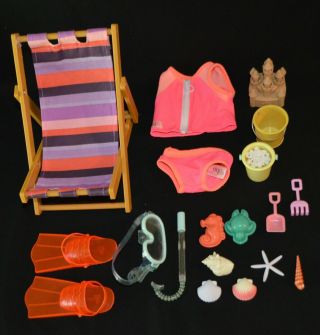 Battat Our Generation 18 " Doll Beach Fun Chair Swimsuit Snorkeling Set