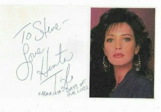 Hunter Tylo Signed 3x5 Index Card 