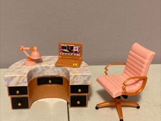 Lol Surprise Furniture Gold Pink Black Desk & Chair Lamp & Laptop