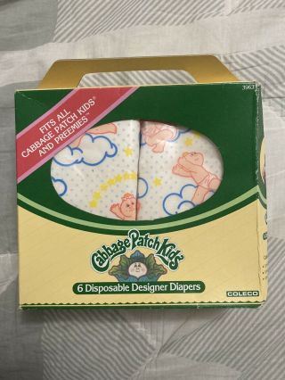 Cabbage Patch Kids 1984 Vtg Disposable Designer Diapers Fits Preemies & Kids (5)