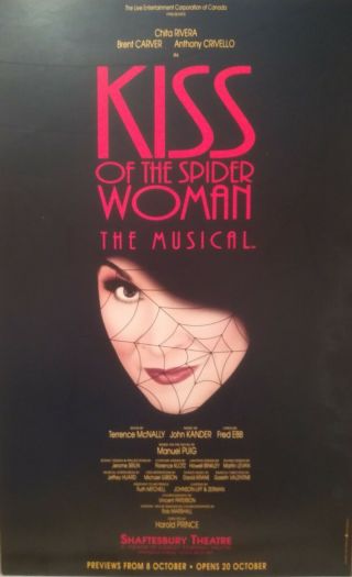 Shaftesbury Theatre Poster Kiss Of The Spider Woman 1992 Chita Rivera