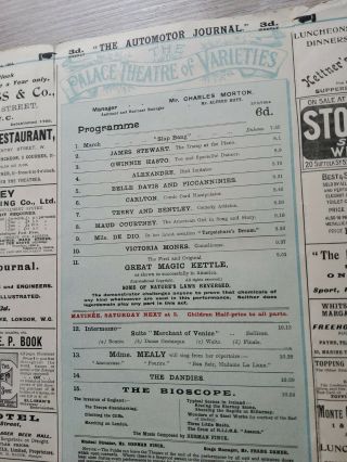 Music Hall Variety Theatre Programme 1904,  London Palace Magician Carlton,