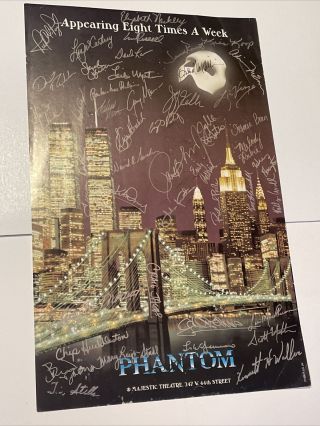 Phantom Of The Opera Broadway Window Card W Twin Towers Wtc Printed Signatures