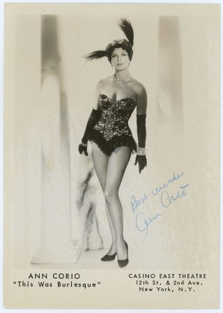Ann Corio This Was Burlesque Vintage 1960s Autographed Hand Signed Photograph