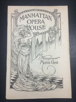 Antique 1917 York Manhattan Opera House Program Advertisment Local Vtg Ads