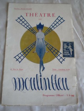 Vintage Programme Theatre De Moulinbleu Paris 1920s