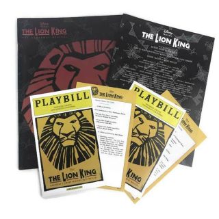2002 Disney The Lion King Broadway Play Theatre Souvenir Program And 2 Playbills