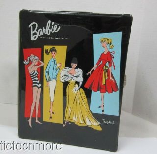 Vintage Barbie Doll Ponytail Trunk Case 1961 Tm Black Red Lets Dance Zebra Suit