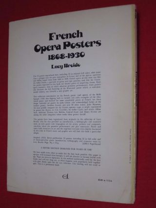 FRENCH OPERA POSTERS 1868 - 1930 / LUCY BROIDO / 53 POSTERS,  32 FULL COLOR 2