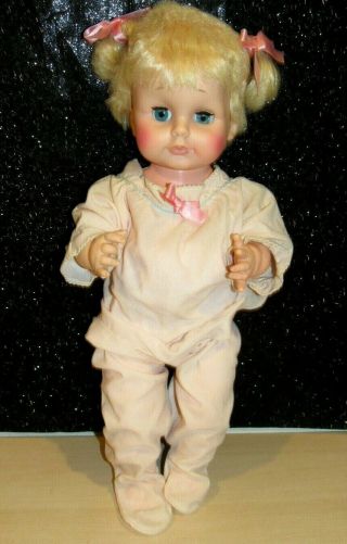 Vintage Eegee Baby Doll 17 " Vinyl/plastic Big Blue Eyes Play Doll Adorable