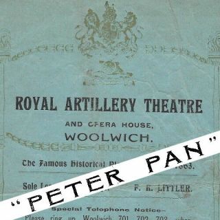 1920 Peter Pan Theatre Programme Royal Artillery Theatre Woolwich Lila Maravan