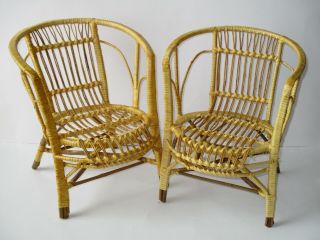 2 Wicker Chairs For Dolls Or Stuffed Animals