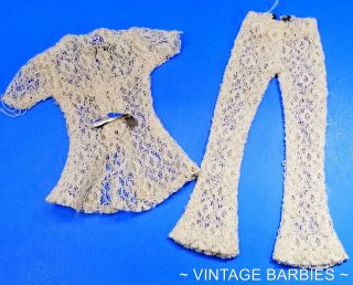 Vintage Barbie Doll Sized White Outfit W/mego Tag 1960 