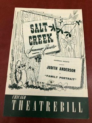 Family Portrait Playbill Judith Anderson 1953 - Chicago Salt Creek Tony Perkins