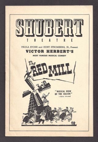 Victor Herbert " The Red Mill " Jack Whiting / Dorothy Stone 1947 Playbill