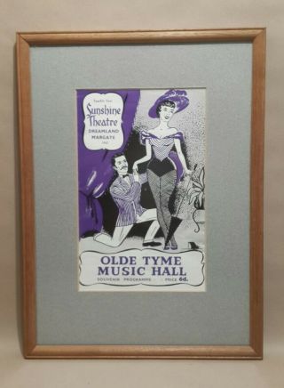 Framed Vintage Sunshine Theatre Programme Old Tyme Music Hall Margate