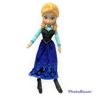 Disney Just Play Anna Frozen 15 " Doll Plush Vinyl Face Blue Dress