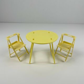 Vintage Barbie Yellow Patio Folding Table And Two Chairs Furniture