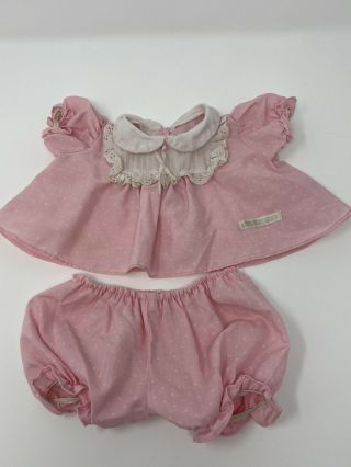 Vintage Cabbage Patch Kids 16 Inch Doll Clothes Pink Dot Dress Bloomers Panties
