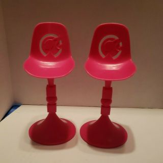 Set Of 2 Barbie Two - Story Beach House Replacement Pink Bar Stools Mattel