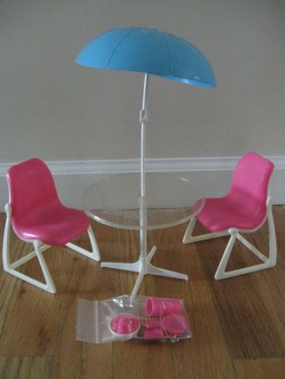 Barbie Vintage Dream Patio Table Chairs With Accessories