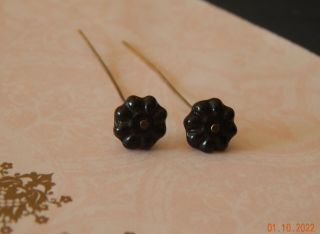 Black Glass Flower Earrings For Antique Bisque French Fashion Bebe Jumeau Bru
