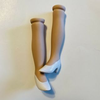 Vtg Porcelain Doll Legs 4 1/2” Painted Molded White Shoes Heels Parts 16” Dolls
