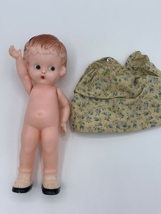 Vintage Knickerbocker Plastic Co.  Girl Baby Doll And Dress 6”